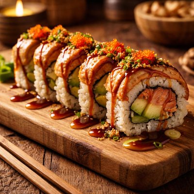 Image of Dragon Sushi Roll with Fish Roe