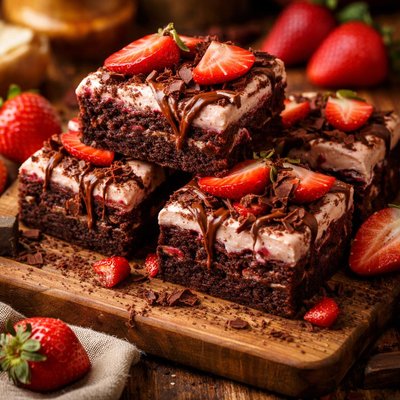 Image of Dreamy Strawberry Chocolate Fudge Brownies
