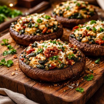 Image of Dreamy Stuffed Portabellas Vegetarian