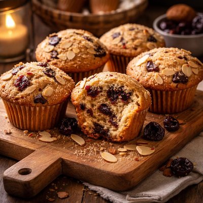 Image of Dried Cherry Almond Muffins