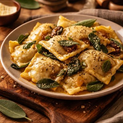 Image of Dried Plum Ravioli with Sage Butter