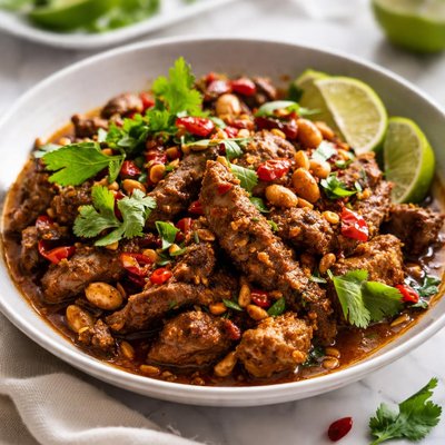 Image of Dry Beef Curry with Peanut and Lime Nua Pad Prik