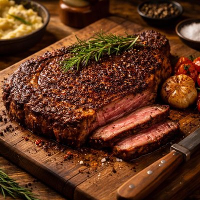 Image of Dry Rubbed Rib Eye Steak Restaurant Style