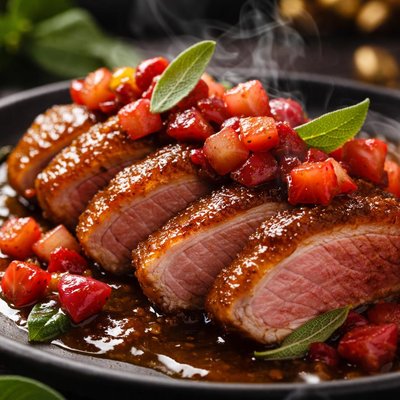 Image of Duck in Honey and Sage Sauce with Rhubarb Relish