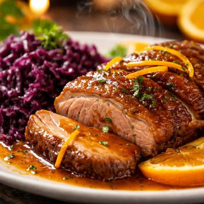 Image of Duck L Orange with Braised Red Cabbage