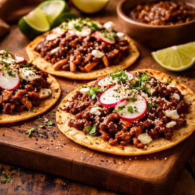 Image of Duck or Chicken Chile Mole Tostadas