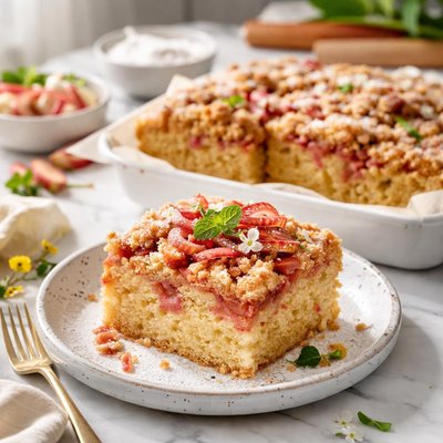 Image of Dump It in Rhubarb Cake