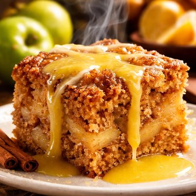 Image of Dutch Apple Cake with Hot Lemon Sauce