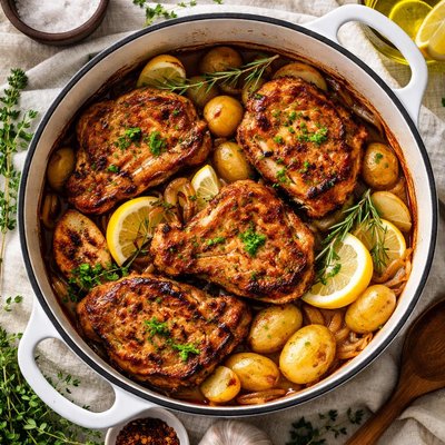 Image of Dutch Oven Pork Chops and Potatoes