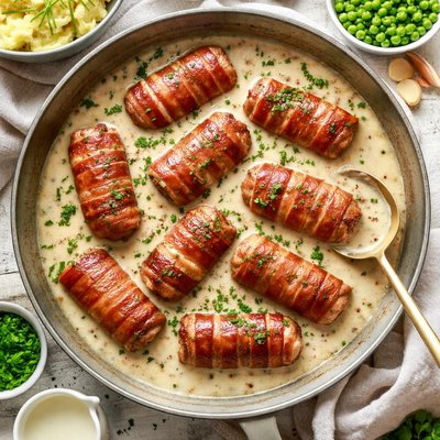 Image of Dutch Slavinken with Milk Gravy Ground Pork Cylinders