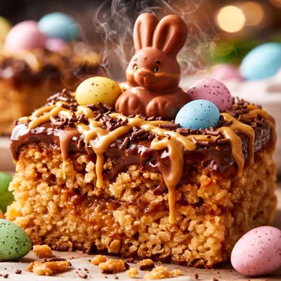 Image of Easter Peanut Butter Bunny Crisp Cake