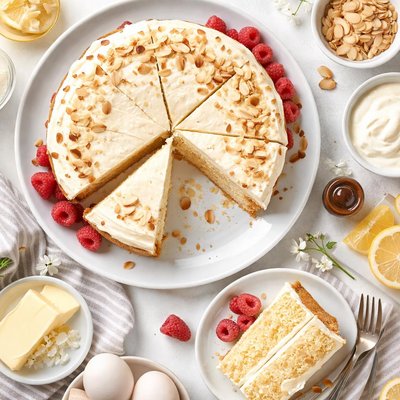 Image of Easy Almond Sour Cream Layer Cake