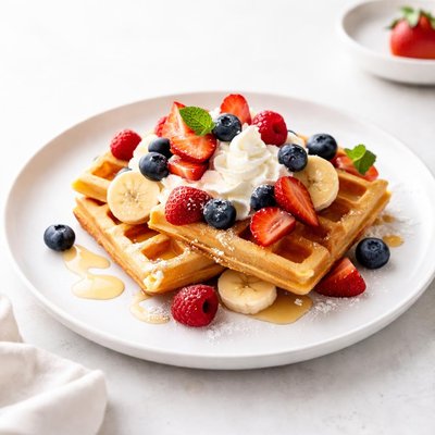 Image of Easy and Fast Fruit N Cream Waffles