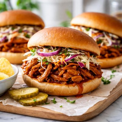 Image of Easy and Tasty Barbecue Chicken Sandwiches in the Crock Pot
