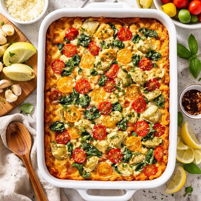 Image of Easy Artichoke Tomato Quiche Casserole