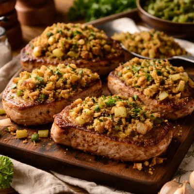 Image of Easy Baked Pork Chops with Stuffing