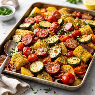 Image of Easy Baked Summer Veggies and Sausage