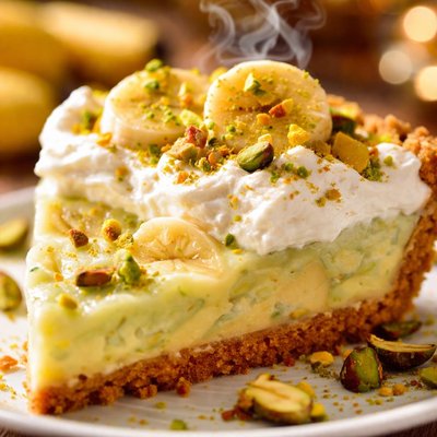 Image of Easy Banana and Pistachio Pudding Pie