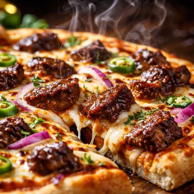 Image of Easy Bbq Steak Cheese Pizza