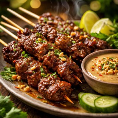 Image of Easy Beef Satay with Peanut Sauce