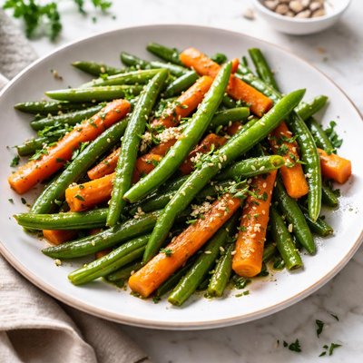 Image of Easy Buttered Green Beans and Carrot Sticks