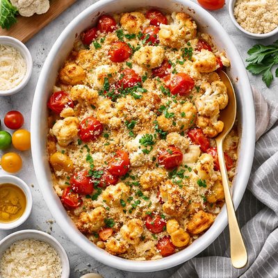 Image of Easy Cauliflower and Tomatoes Au Gratin