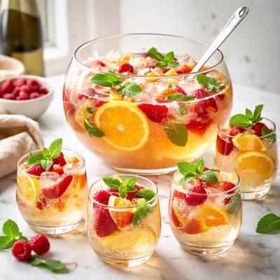 Image of Easy Champagne Punch Alcohol Free or with Champagne