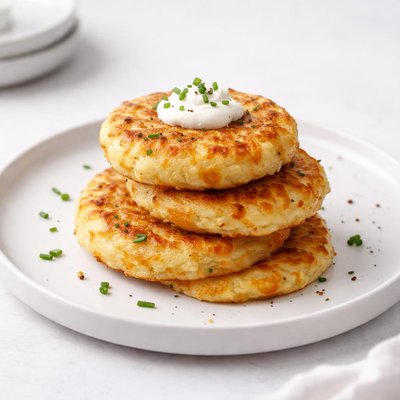 Image of Easy Cheddar Potato Cakes Made with Instant Potatoes