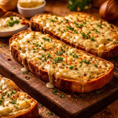 Image of Easy Cheesy Alfredo Garlic Bread