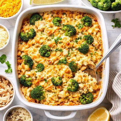 Image of Easy Cheesy Broccoli Chicken Rice Bake