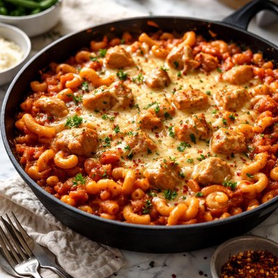 Image of Easy Cheesy Chicken Macaroni Tomato Skillet