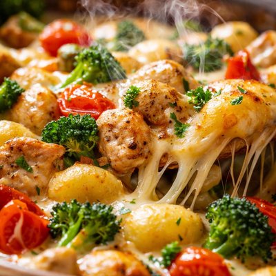 Image of Easy Cheesy Chicken Veggie Gnocchi Bake