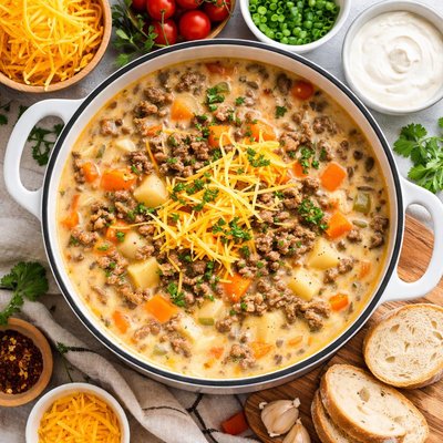 Image of Easy Cheesy Hamburger Soup