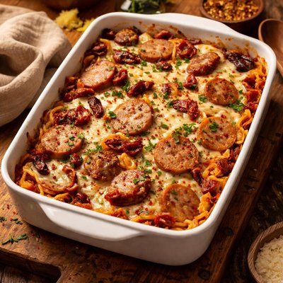 Image of Easy Cheesy Sausage and Sundried Tomato Bake Sp5