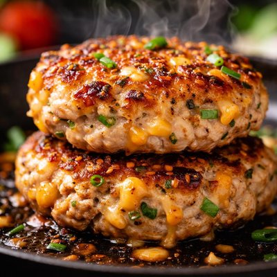 Image of Easy Chicken and Cheese Burger Patties Ground Chicken or Turkey
