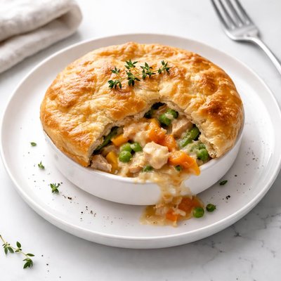 Image of Easy Chicken or Turkey Pot Pie Using Frozen Veggies