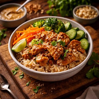 Image of Easy Chicken Peanut Bowl