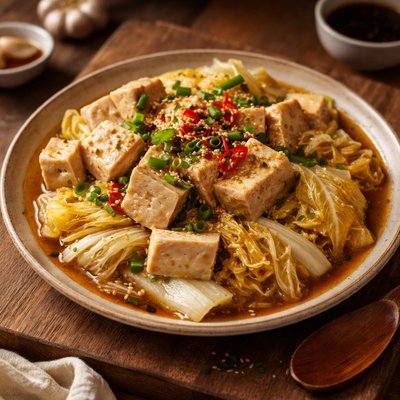 Image of Easy Chinese Steamed Tofu and Cabbage