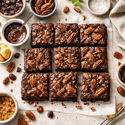 Image of Easy Chocolate Pecan Brownie Slice