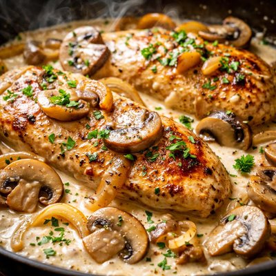 Image of Easy Creamy Chicken with Mushrooms and Onions