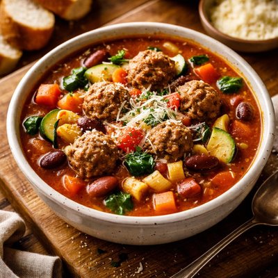 Image of Easy Crock Pot Meatball Minestrone