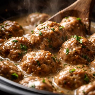 Image of Easy Crockpot Meatballs and Gravy Slow Cooker