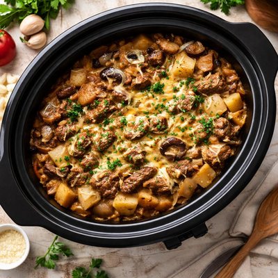 Image of Easy Cubed Steak Casserole Crock Pot