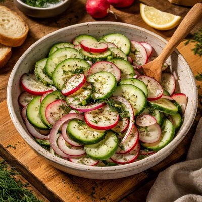 Image of Easy Cucumber Onion Radish Salad