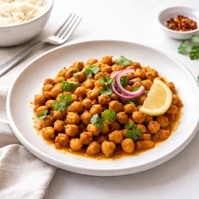 Image of Easy Curried Chickpeas Chana Masala Vegetarian Vegan