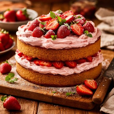 Image of Easy Double Strawberry Layer Cake