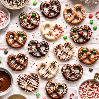Image of Easy Festive Chocolate Holiday Pretzels
