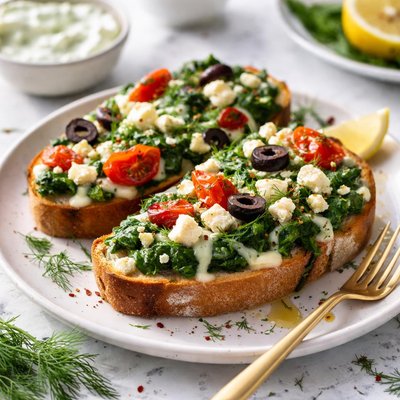 Image of Easy Greek Spinach and Feta Melt