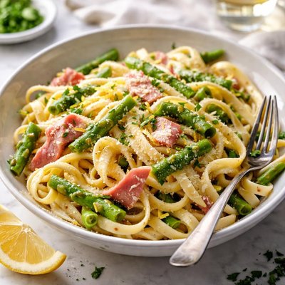 Image of Easy Ham and Asparagus Pasta