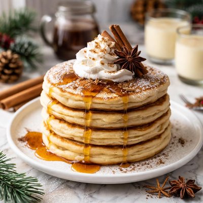 Image of Easy Holiday Eggnog Pancakes